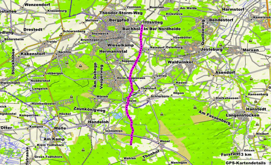 Fahrtroute-Buchholz-Weseler-Moor